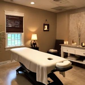 Professional massage therapy room in Warren Watchung and Basking Ridge New Jersey spa studio
